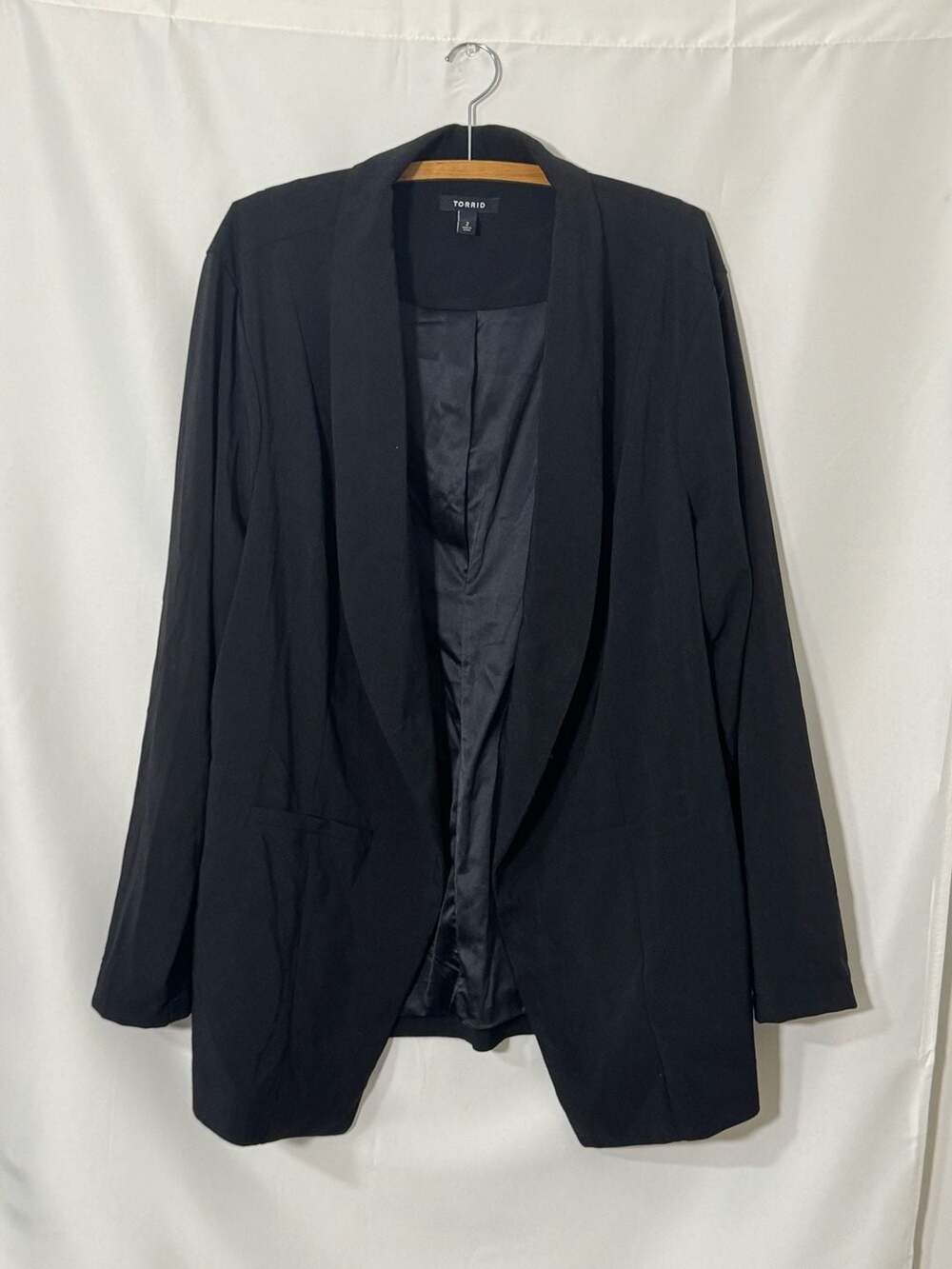 Torrid Black Classic Shawl Collar Open Front Blazer Size 2